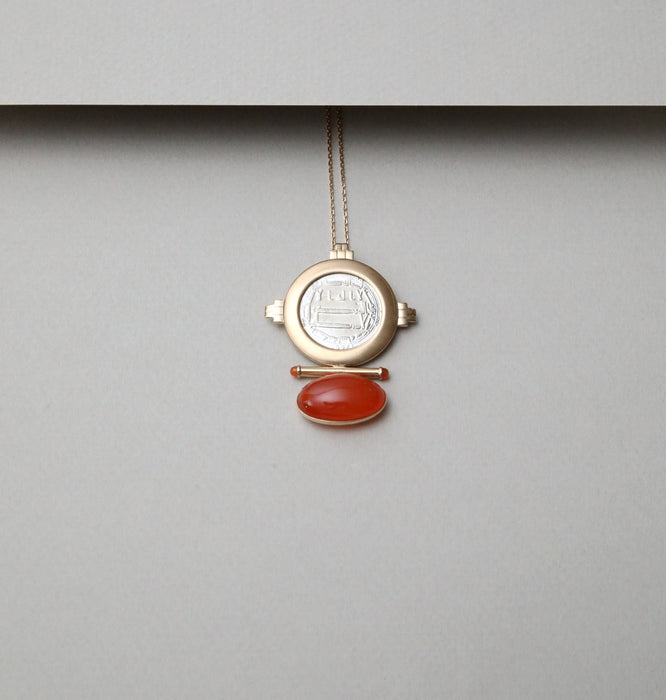 Ezzie Coin Necklace/Brooch (Carnelian)